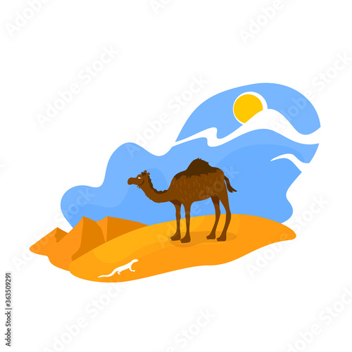 African desert 2D vector web banner, poster