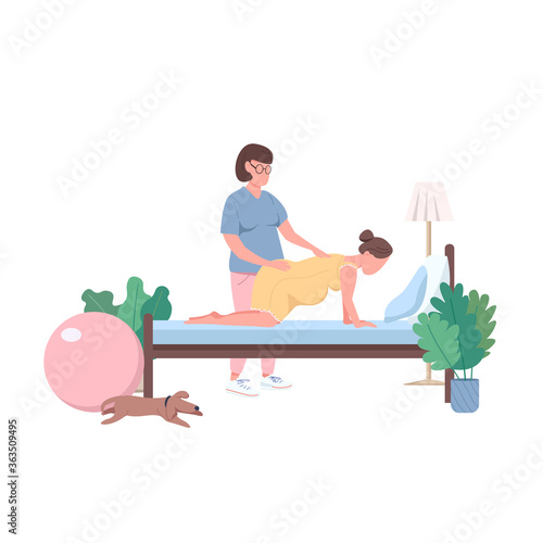 Midwife help flat color vector faceless character