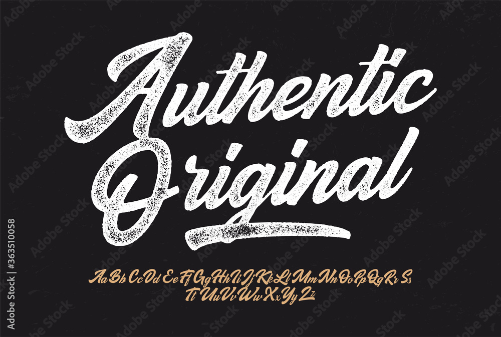 "Authentic Original". Original Brush Script Font. Retro Typeface