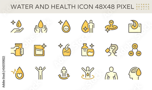 Water drinking and health vector icon set design  48X48 pixel perfect and editable stroke.