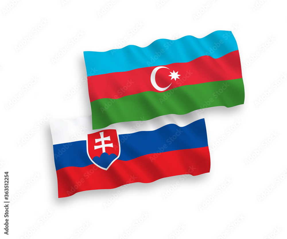 Flags of Slovakia and Azerbaijan on a white background