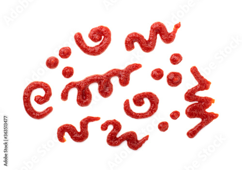 a collection of different ketchup patterns isolated on a white background