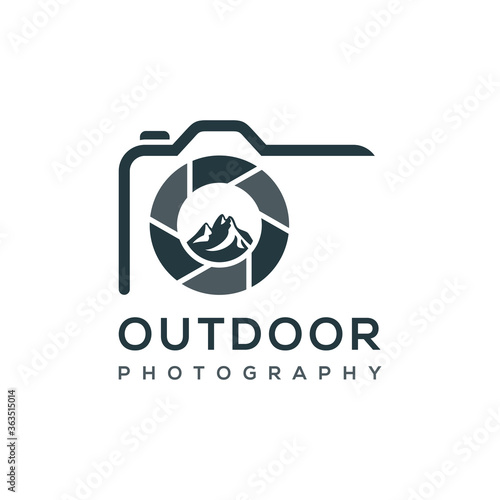 Mountain Photo Logo Vector Icon Design