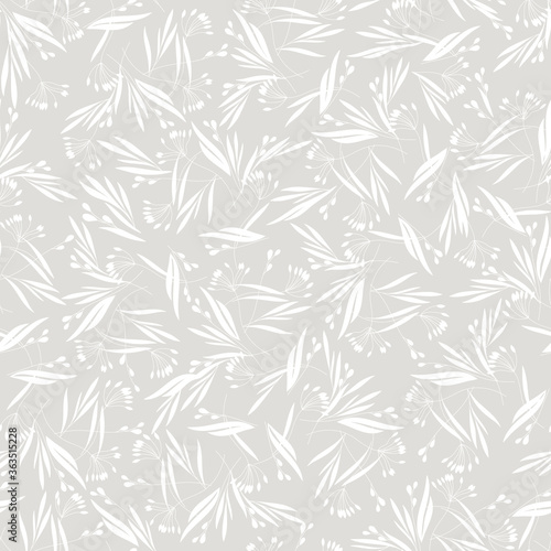 Grass Seamless Pattern. Hand Drawn Floral Background.