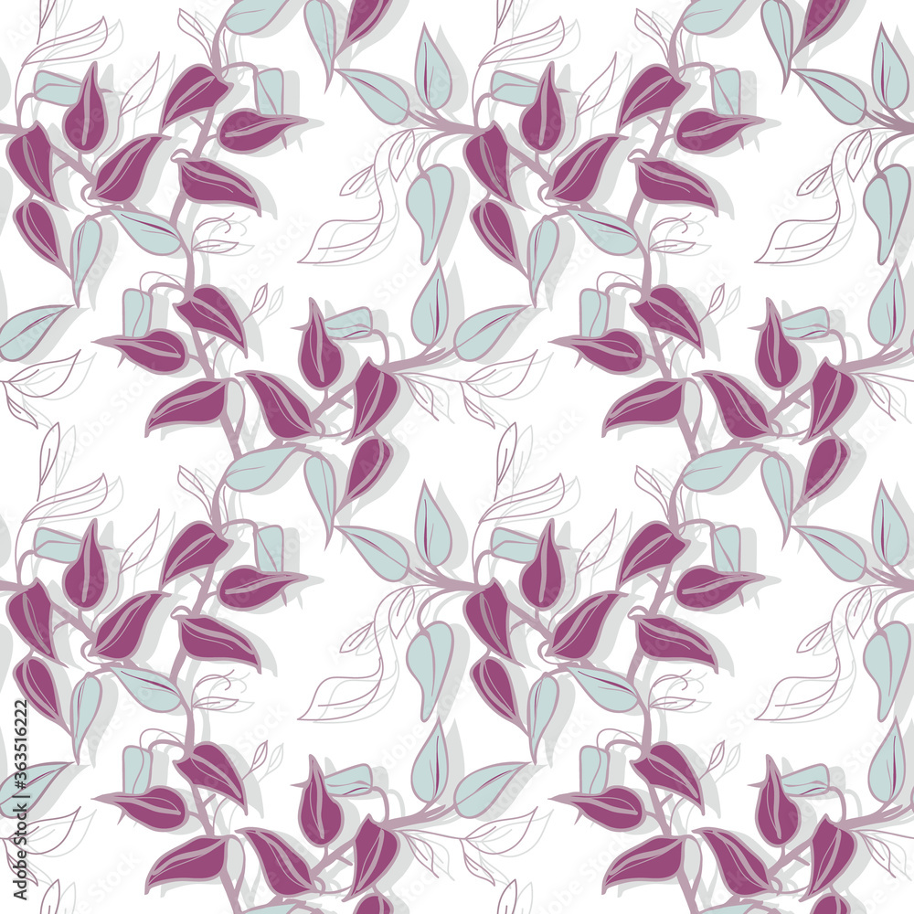 Sketched Leaves Seamless Pattern. Hand Drawn Floral Background. Sketched Leaves Seamless Pattern. Hand Drawn Floral Background.
