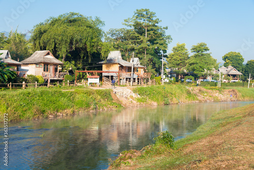 Morning view at Pai River in Pai, Mae Hong Son Province, Thailand.