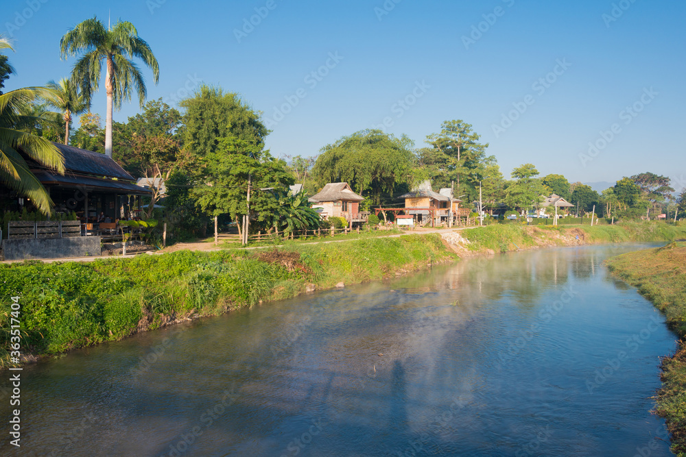 Fototapeta premium Morning view at Pai River in Pai, Mae Hong Son Province, Thailand.