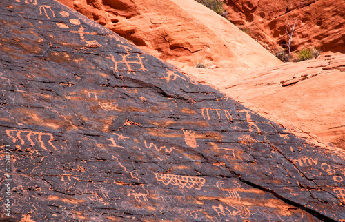 Ancient indian petroglyphs in the USA found in valley of fire also in green river photo