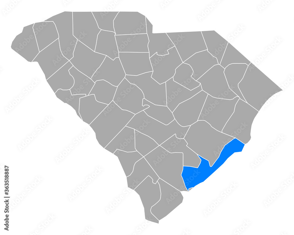 Obraz premium Karte von Charleston in South Carolina