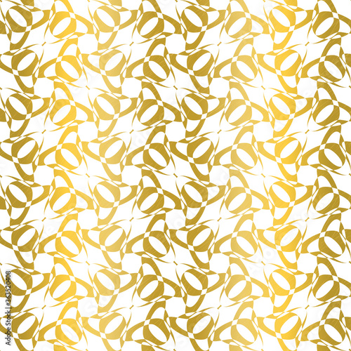 Gold tulips on a white background. Simple geometric all over motif. Vector seamless pattern in minimal style. Exquisite print for high fashion fabric, interiors and wallpaper.