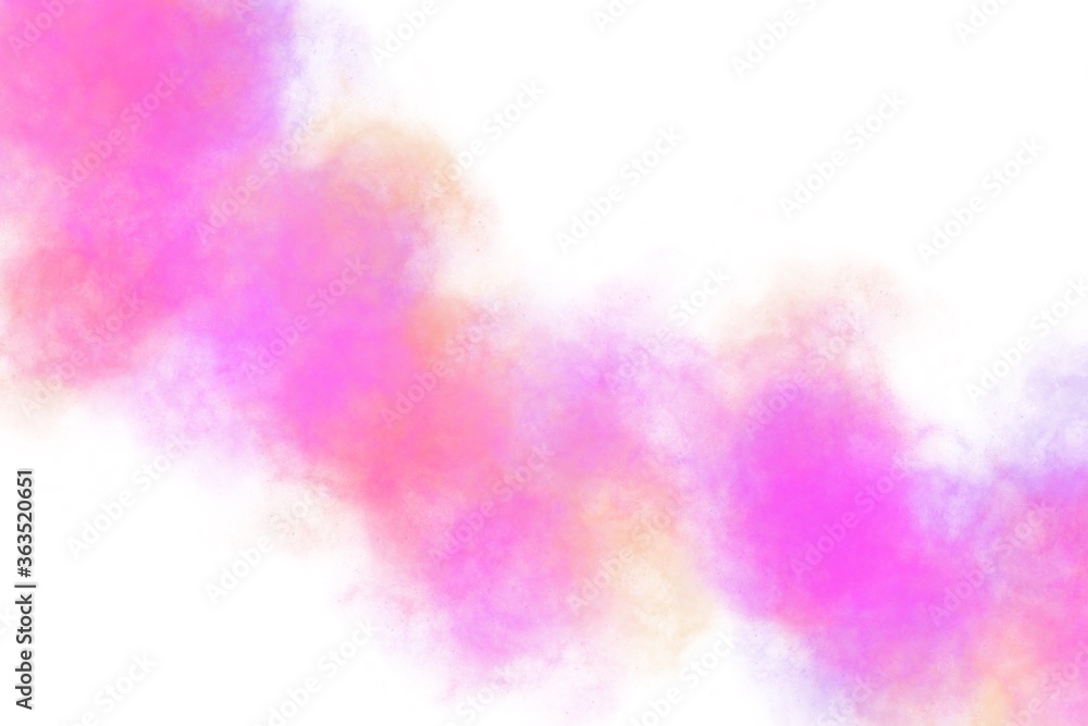 Abstract pink watercolor on white background.The color splashing in the paper.It is a hand drawn.
