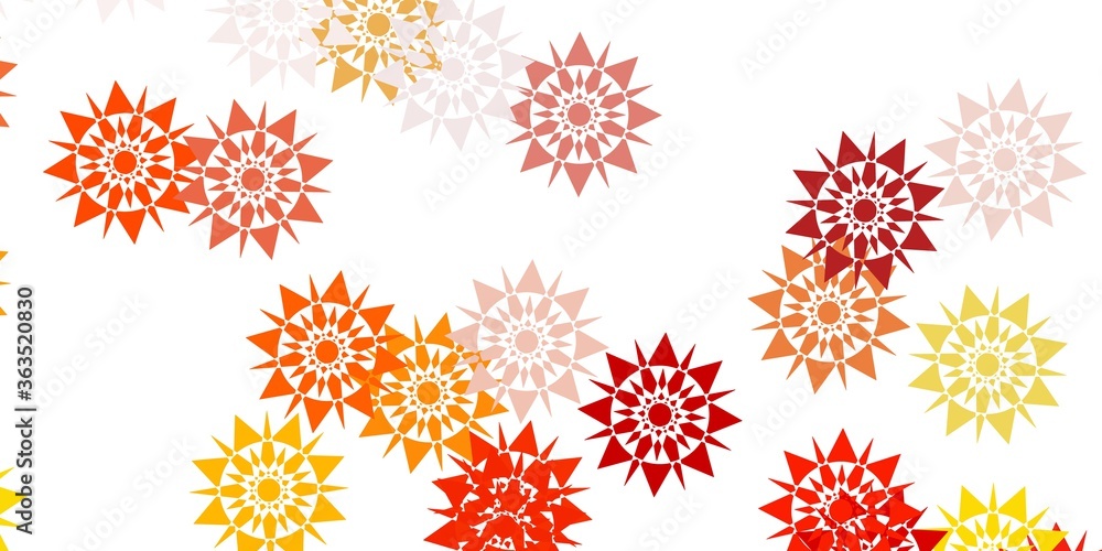Light orange vector template with ice snowflakes. Light orange vector template with ice snowflakes.