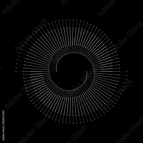 Spiral with gray lines different colors as dynamic abstract vector background or logo or icon