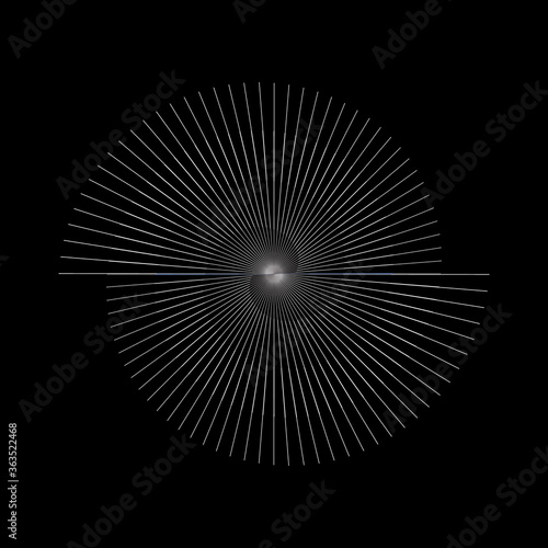 Spiral with gray lines different colors as dynamic abstract vector background or logo or icon