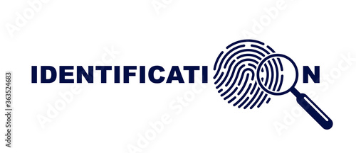 Finger print with magnifying glass vector simple logo or icon, incognito man concept, unidentified person, people search, biometric identification.