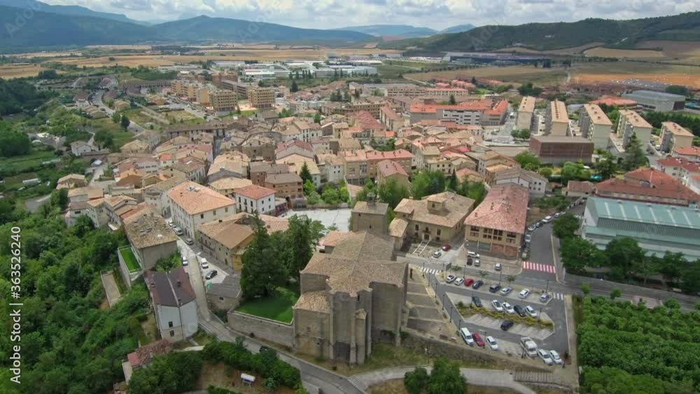 Aoiz, village of Pamplona in Navarra.Spain. Aerial footage Aoiz, village of Pamplona in Navarra.Spain. Aerial footage