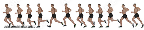 3D Rendering : a posture series of running man illustration with white background