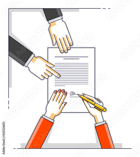 Business woman signs contra...