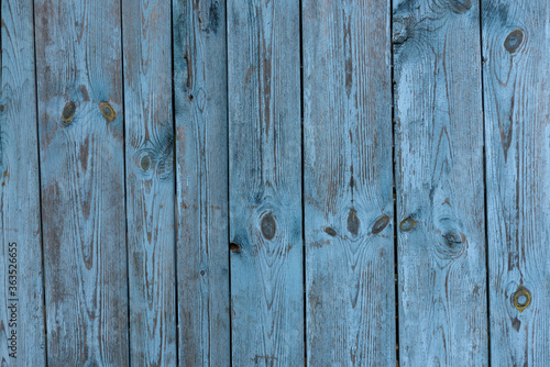 Painted old vintage blue and grey wooden textured wall, close up. Vintage background. Copy space.