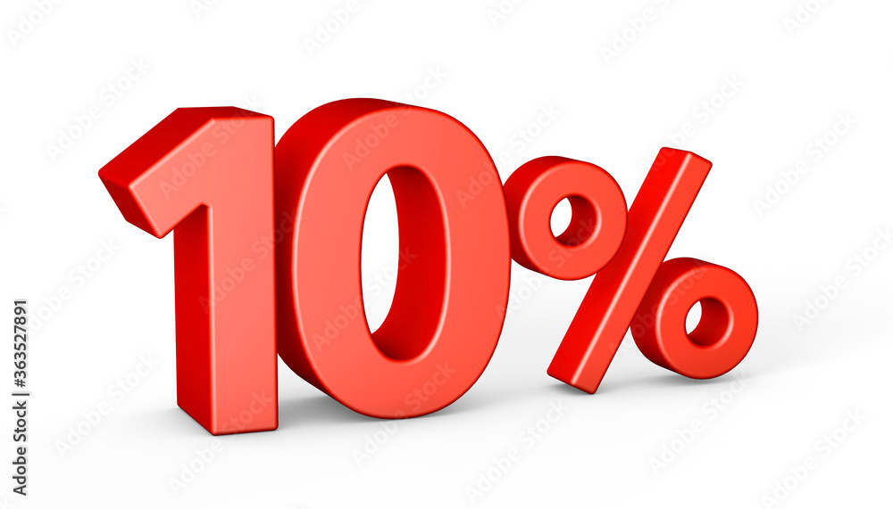10 % - Ten percent discount, sale. Isolated on white background. 3d rendering 10 % - Ten percent discount, sale. Isolated on white background. 3d rendering