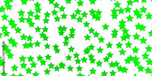 Light Green vector background with small and big stars. Shining colorful illustration with small and big stars. Design for your business promotion.