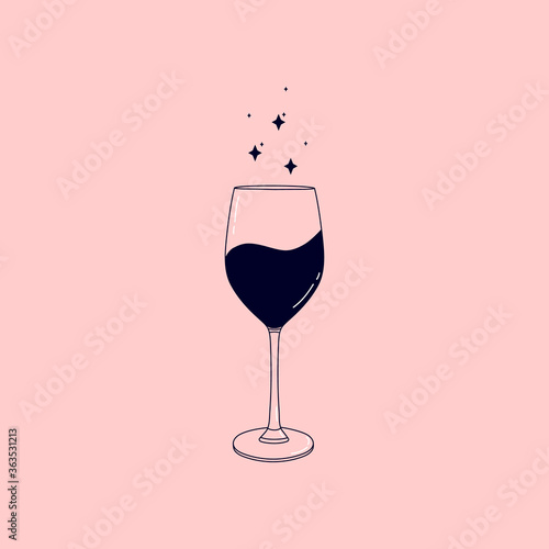 Linear logo or emblem of the template - vinno. Abstract symbol for cosmetics and packaging. Vector illustration