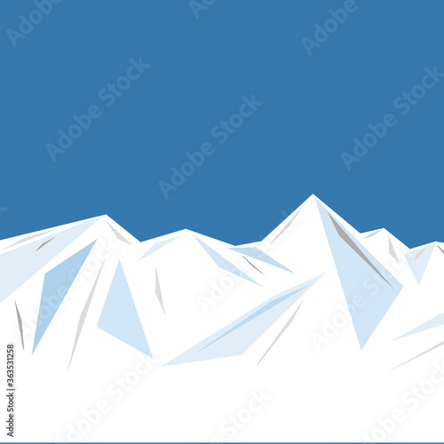 Illustration of an ice mountain range  Snow mountain  iceberg or ice composed of geometric patterns. Cool background.                                                                                                            