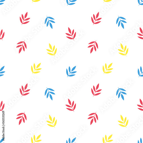 Seamless pattern with colorful leaflets suitable for textiles. Vector illustration © Helen