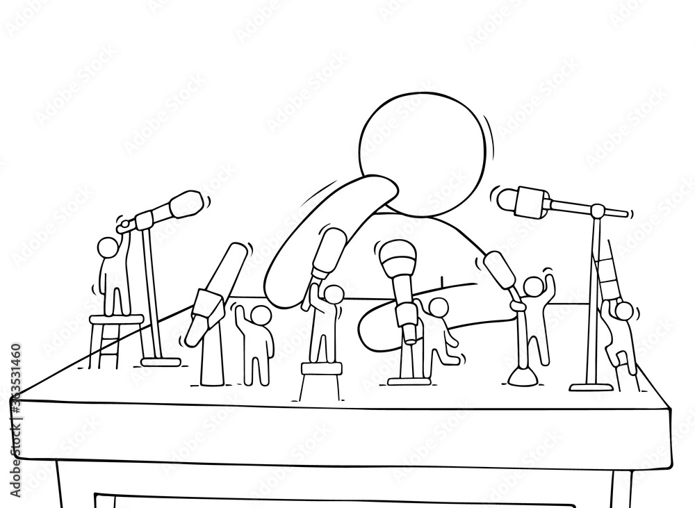 Cartoon little people with microphones Cartoon little people with microphones