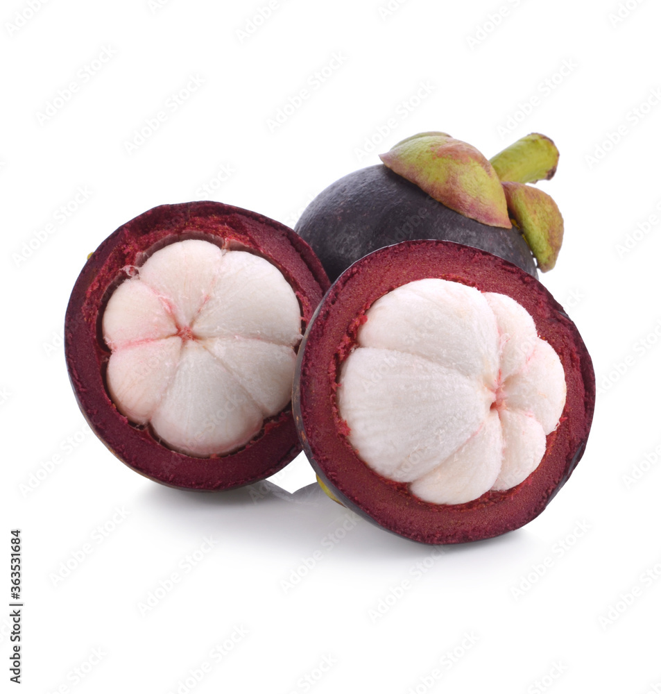 asian tropical mangosteen fruit on white background asian tropical mangosteen fruit on white background