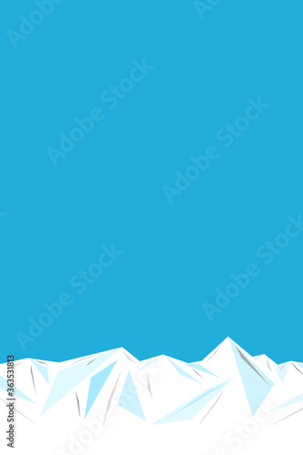 Illustration of an ice mountain range, Snow mountain, iceberg or ice composed of geometric patterns. Cool background. 幾何学模様で構成される氷山脈、雪山、氷山または氷のイラスト ひんやり背景 