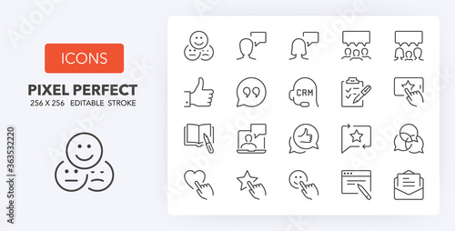 customer testimonials line icons 256 x 256