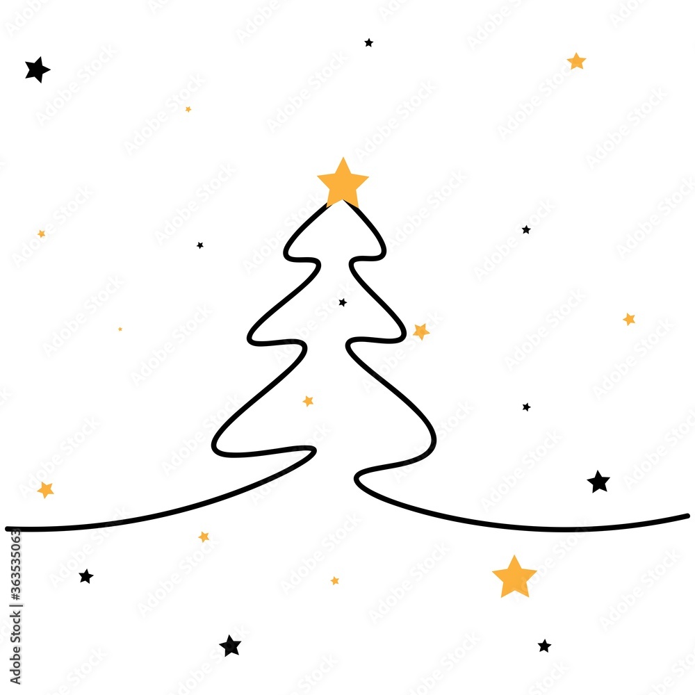 Christmas tree line icon, vector illustration