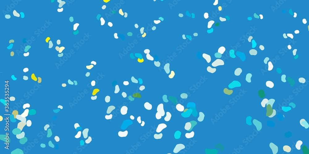 Light blue, yellow vector pattern with abstract shapes.