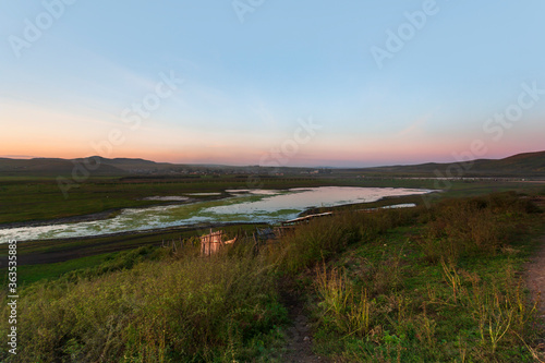 sunset over the river