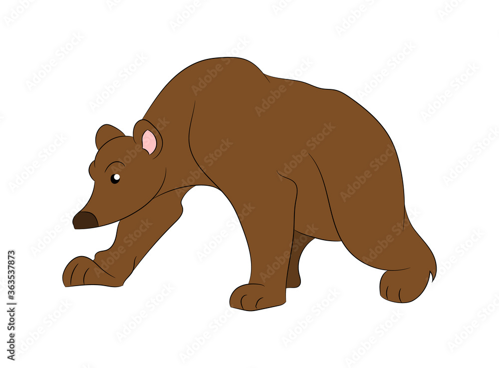 Obraz premium vector illustration of a bear standing, drawing color, vector