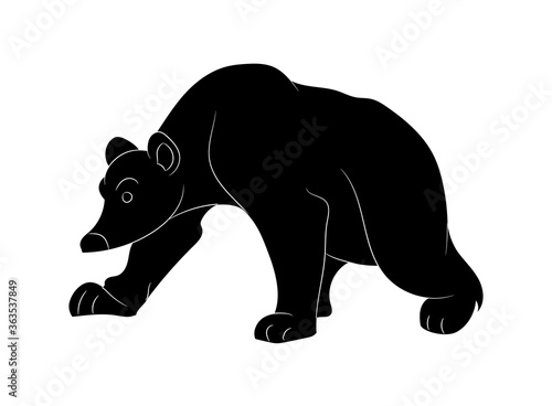 vector illustration of a bear standing, drawing silhouette, vector © Aleksandra Nesterova