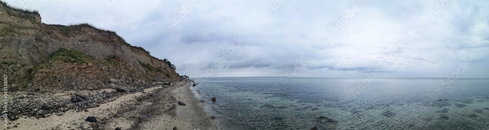 Steep coast at the Baltic Sea in Schwedeneck, Schleswig Holstein, Germany,  panoramic view