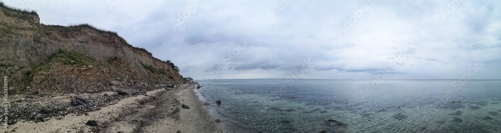 Steep coast at the Baltic Sea in Schwedeneck, Schleswig Holstein, Germany,  panoramic view