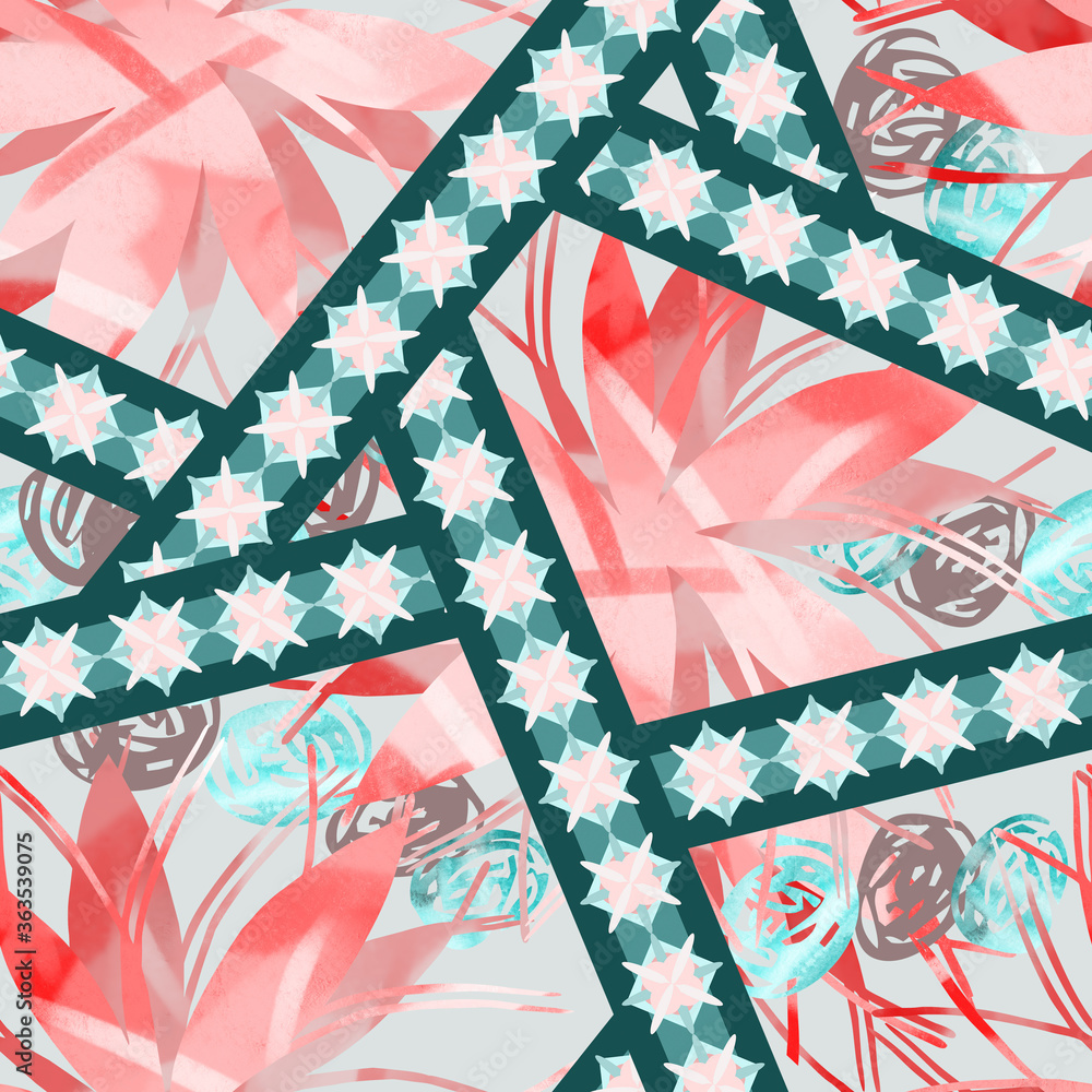 Fototapeta premium Geometric seamless pattern with ornaments.