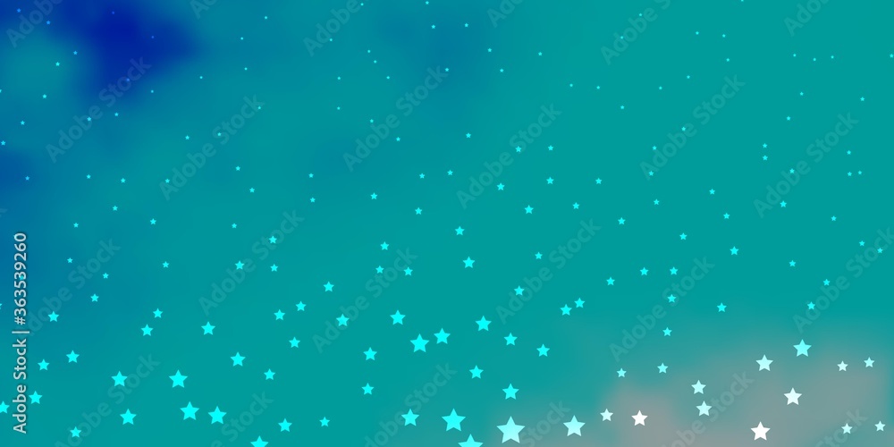Dark Blue, Green vector layout with bright stars. Shining colorful illustration with small and big stars. Best design for your ad, poster, banner.