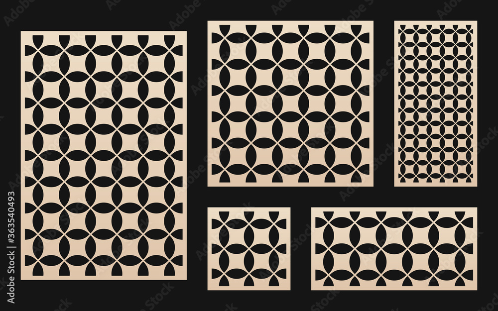 Laser cut pattern collection. Vector stencil with abstract geometric ...