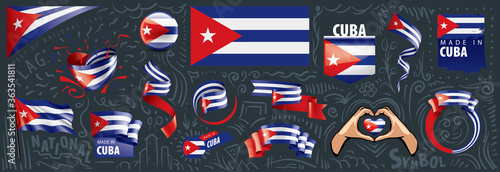Vector set of the national flag of Cuba in various creative designs