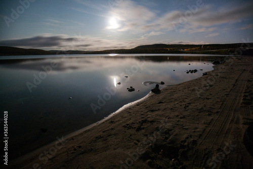 sunset over the lake at Murmansk  Russia