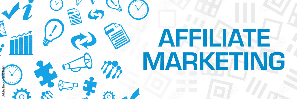 Affiliate Marketing Business Symbols Random Circular Blue Left Affiliate Marketing Business Symbols Random Circular Blue Left