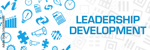 Leadership Development Business Symbols Random Circular Blue Left 