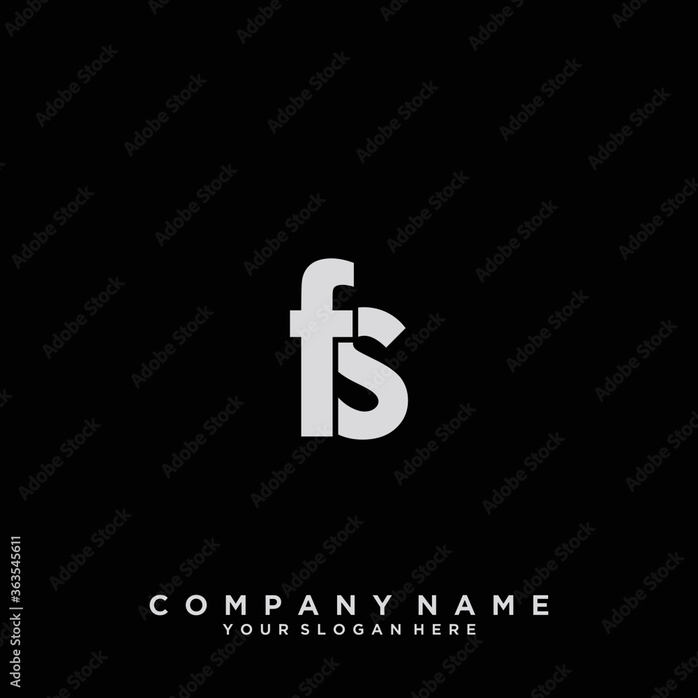 Initial letter FS logo vector black and white Stock Vector | Adobe Stock