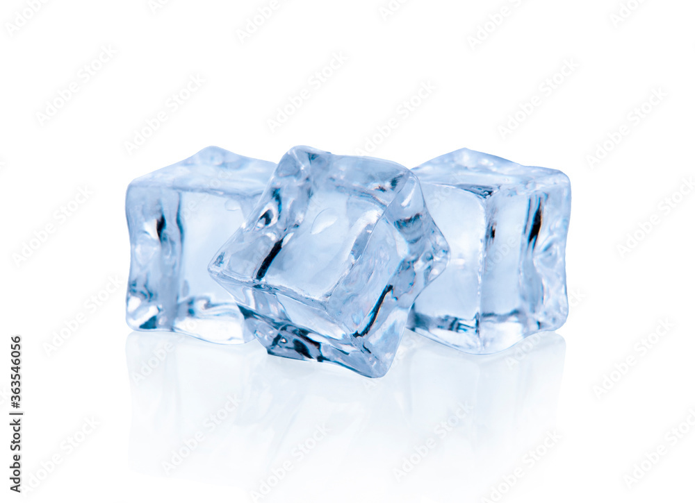 Three ice cubes, isolated on white background Three ice cubes, isolated on white background