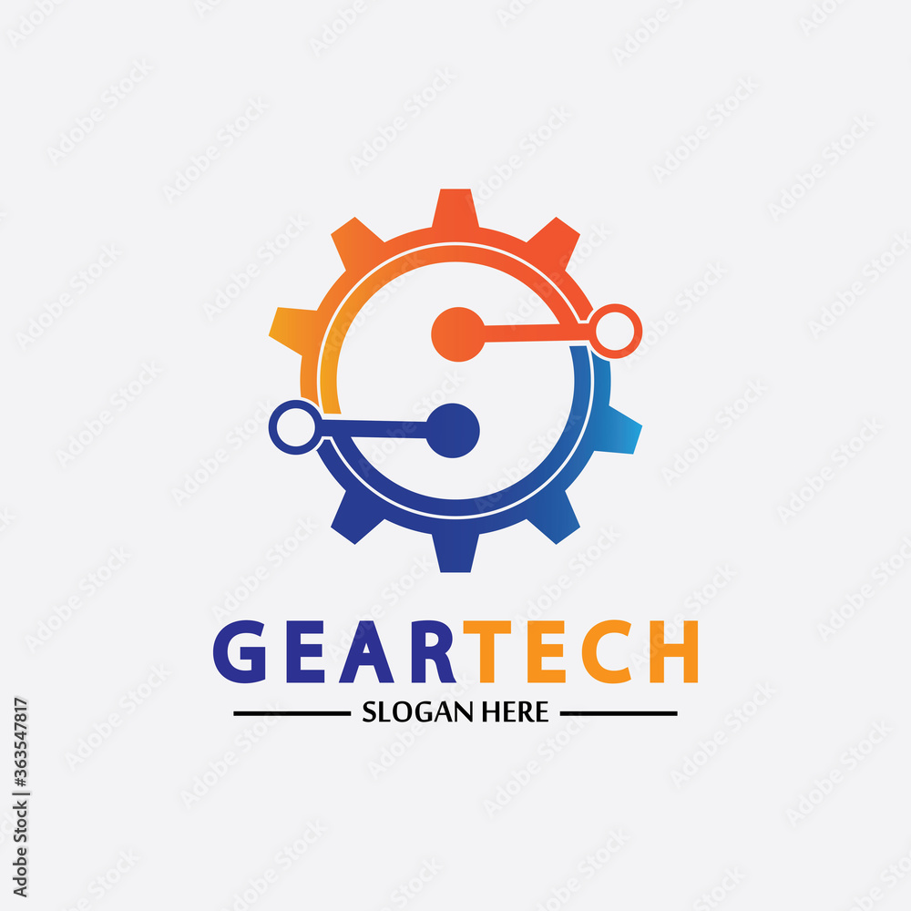 Tech gear logo vector design template. Technology Logo Template Design Vector, Emblem, Design Concept, Creative Symbol, Icon Tech gear logo vector design template. Technology Logo Template Design Vector, Emblem, Design Concept, Creative Symbol, Icon