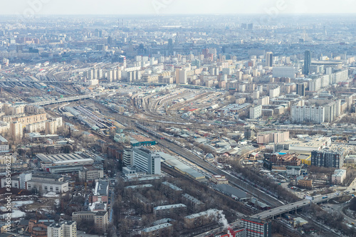 Russia, Moscow, 2019: view from the Ostankino TV tower to the city panorama